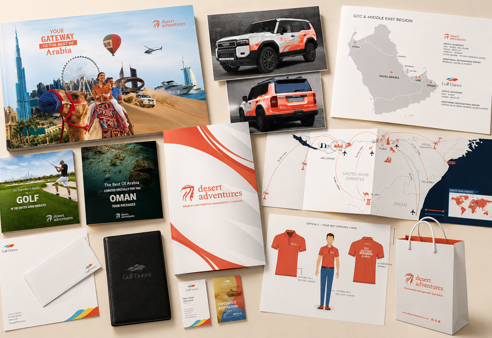 Brand identity collateral flat lay